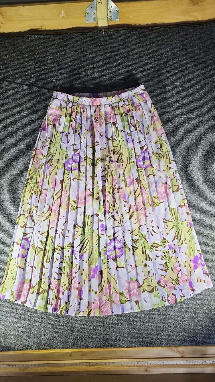 Vintage Floral Pleated Rayon Midi Skirt Size SP